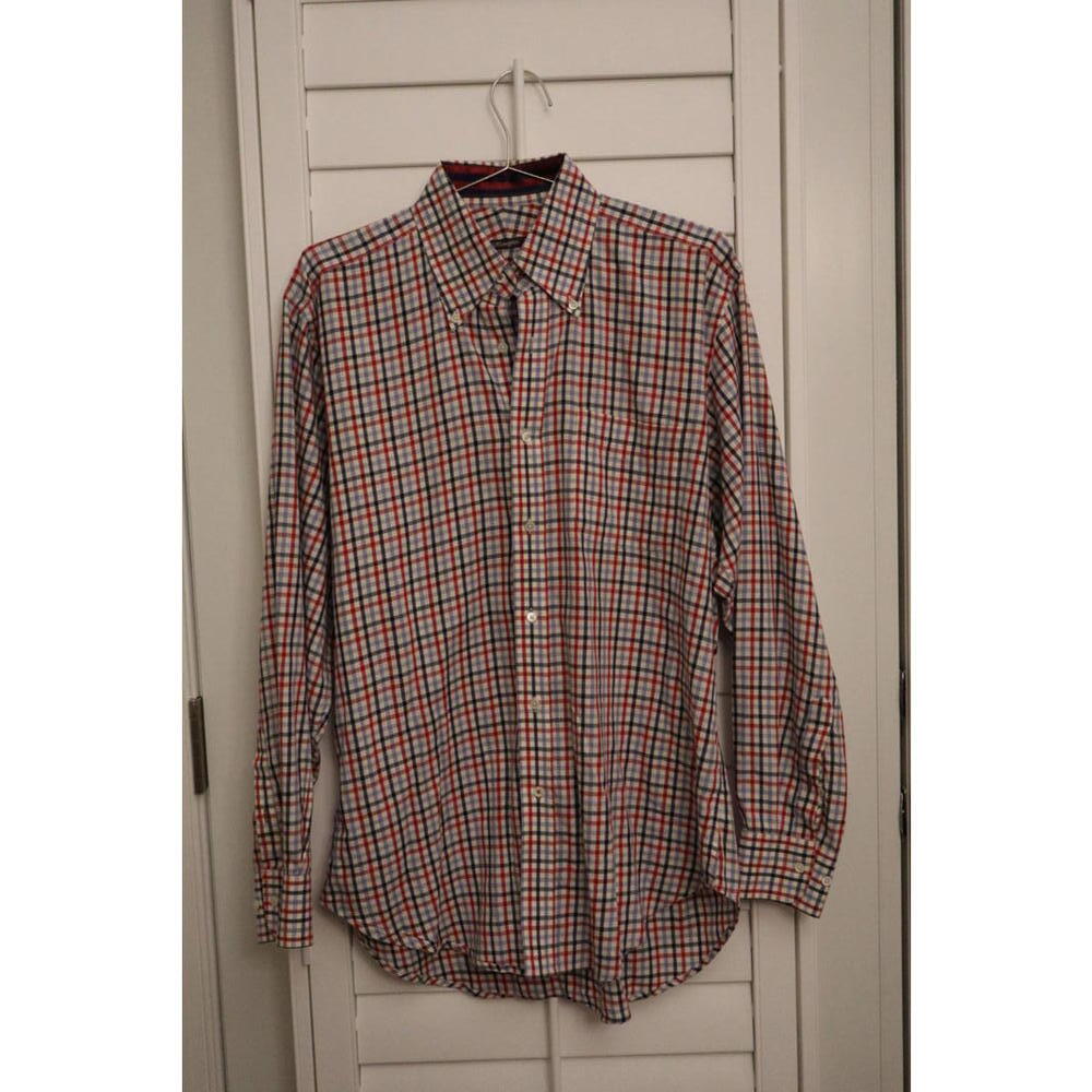 J. McLaughlin button down in red/white/blue plaid size Medium - Picture 2 of 6